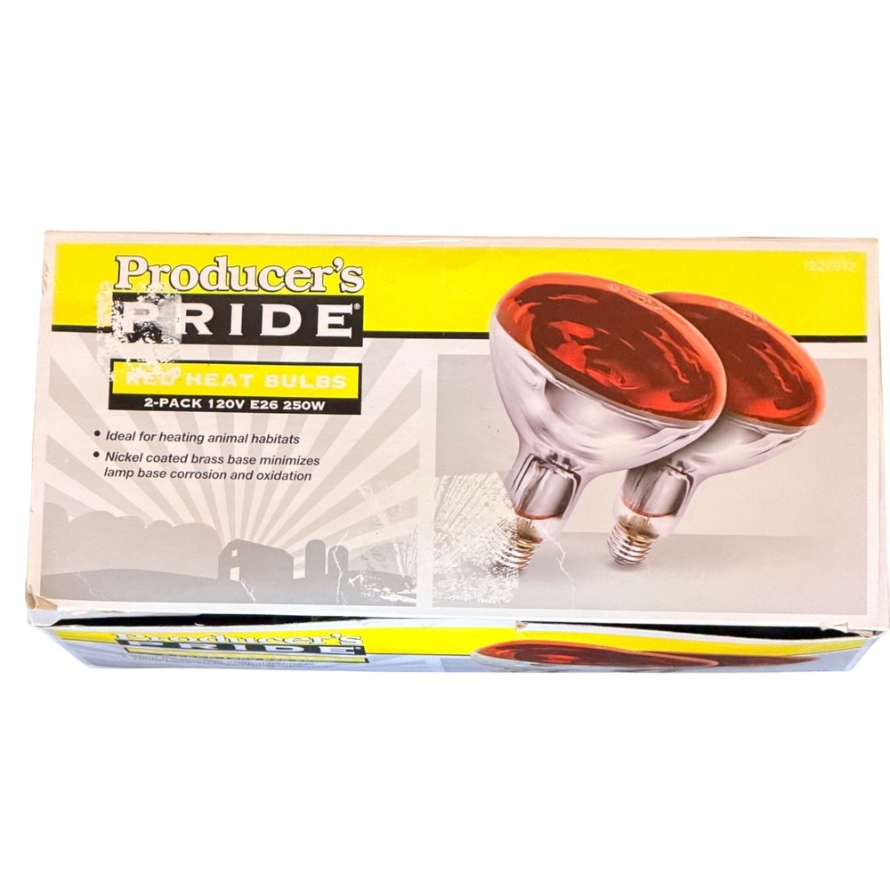 Producer's Pride Red Heat Bulbs 250W E26 2-Pack 120V Animal Habitat Brooder Coop